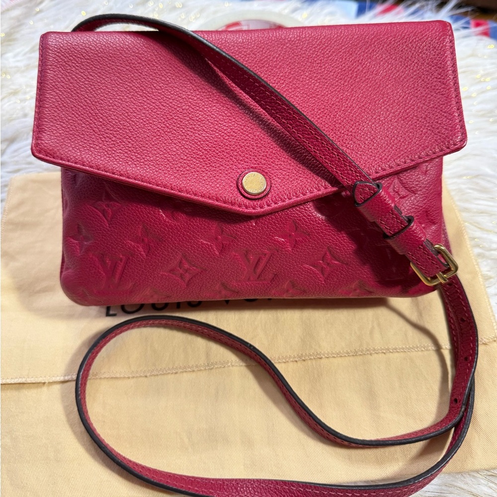Louis Vuitton Twice Empreinte Messenger sling Fushia Pink w/ Duster & Card auth. - Picture 1 of 16
